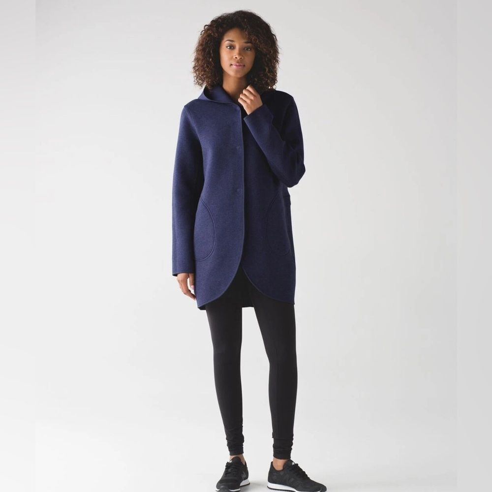 Lululemon City Bound Wrap Heather Gray & Black Reversible Hooded Wrap Coat